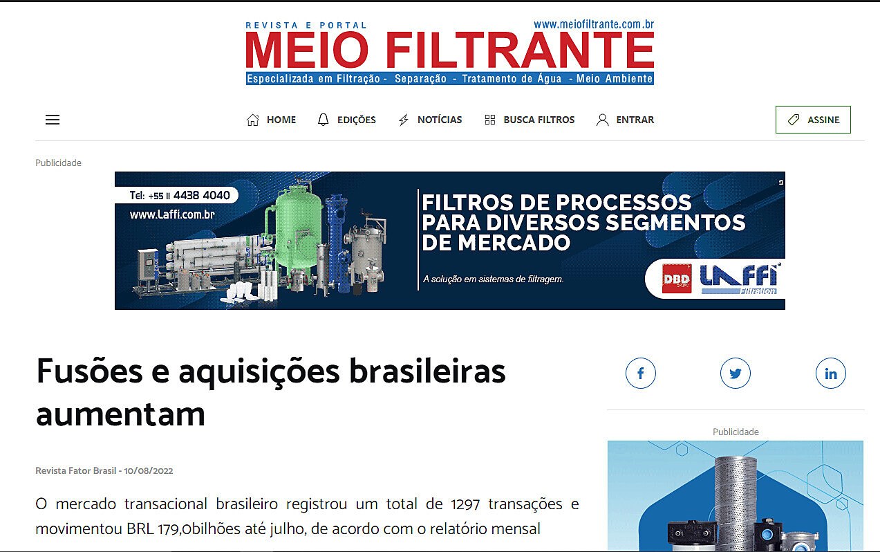 Fusões e aquisições brasileiras aumentam